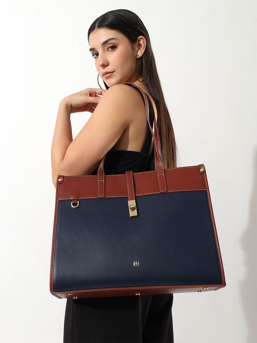 Buy itti Colourblocked PU Structured Tote Bag - Handbags for Women