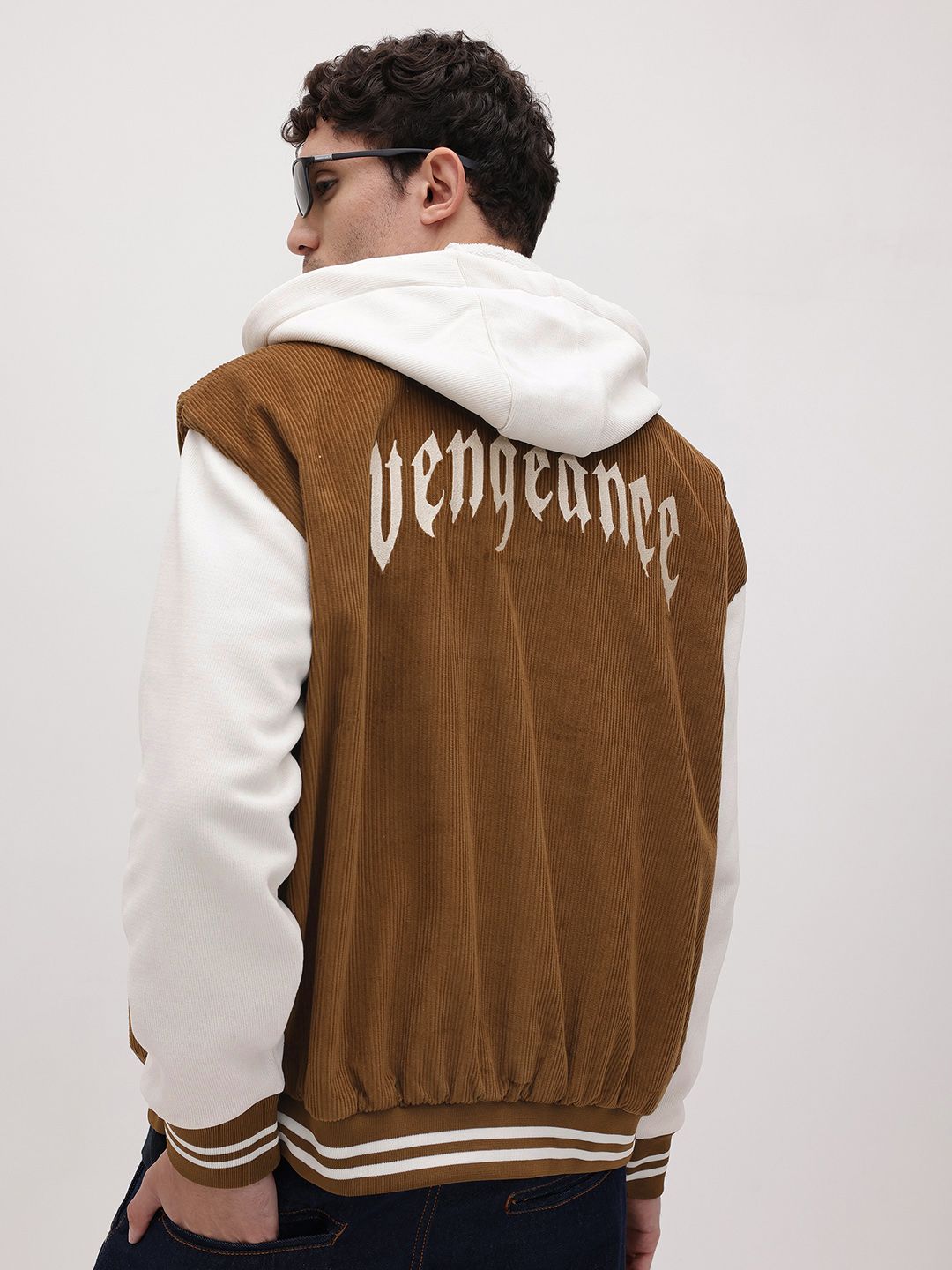 The Roadster Life Co. Typography Hooded Corduroy Varsity Jacket
