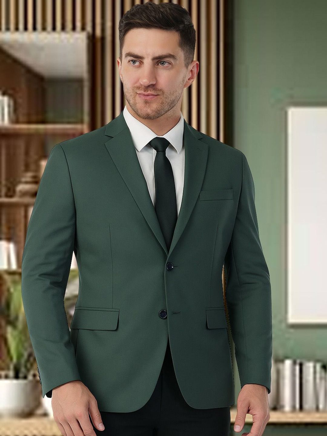 Integration Premium Notched Lapel Fully Lined Slim-Fit Formal Business Blazer