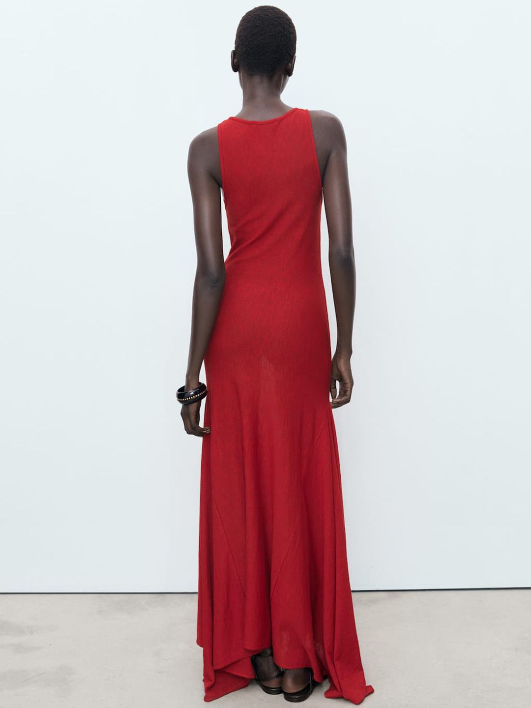 Sleeveless Knitted Asymmetric Hem Maxi Dress