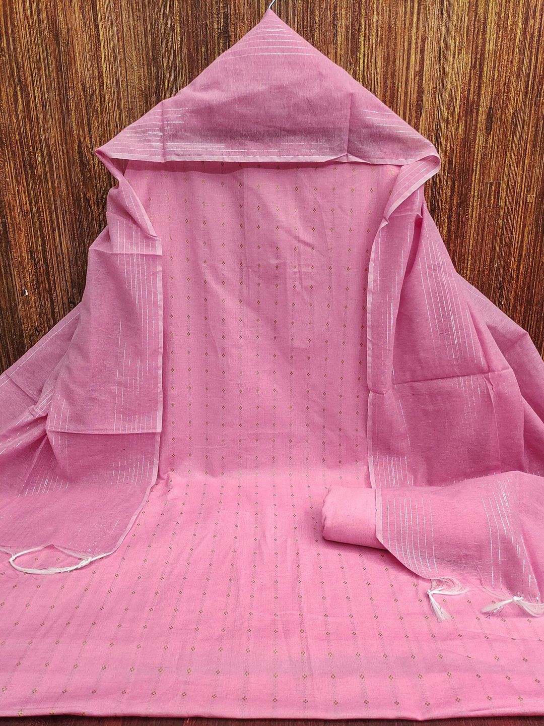 Rangtulika Ethnics Woven Design Striped Unstitched Dress Material