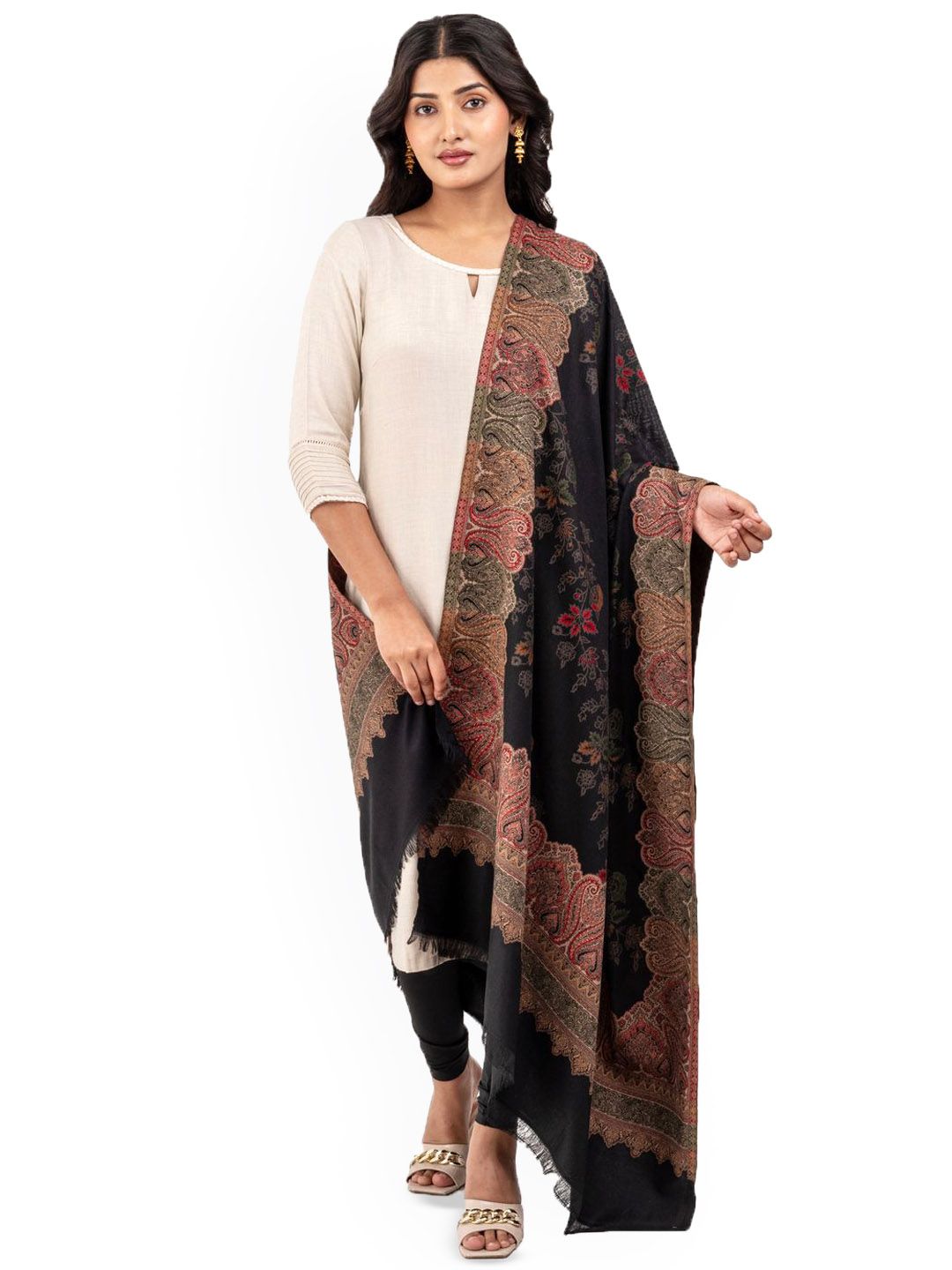 Naureen Floral Woven Design Shawl
