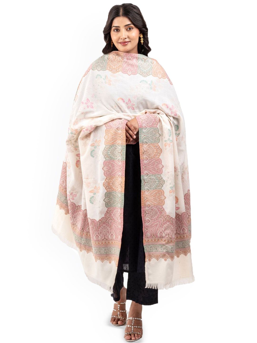 Naureen Floral Woven Design Shawl