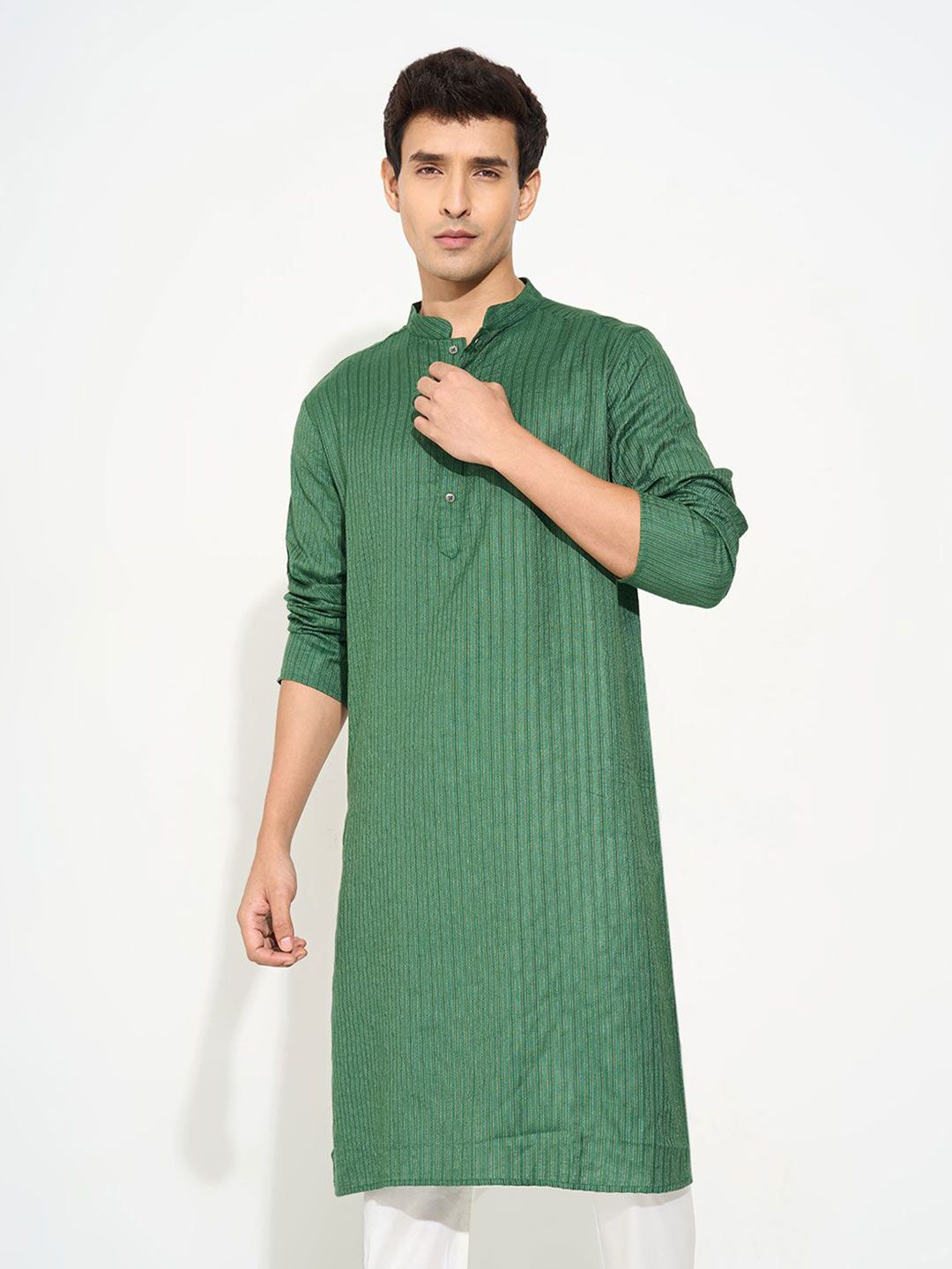 indus route by Pantaloons Men Striped Woven Design Festive Straight Kurta