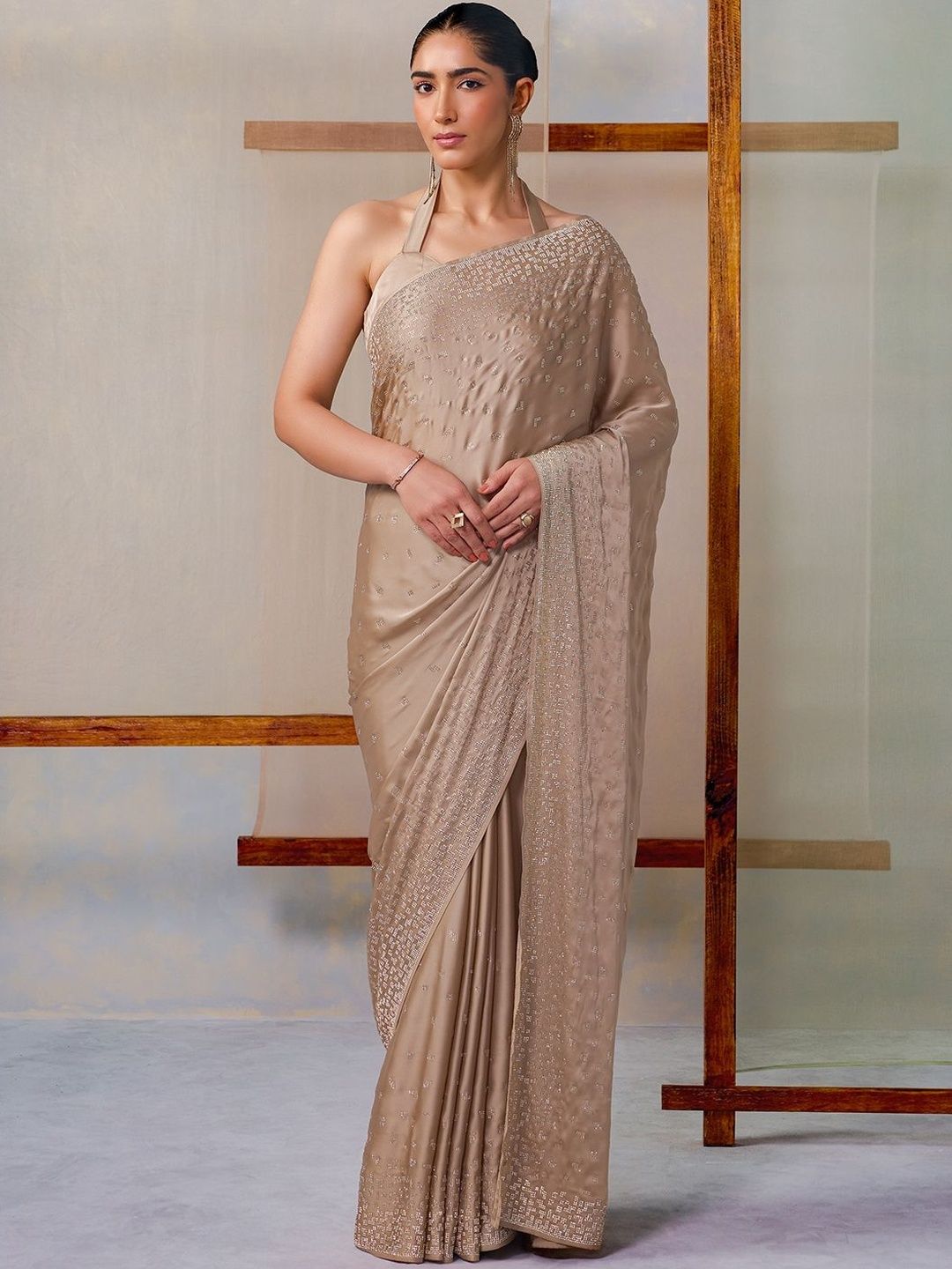 Embellished Pure Crepe Saree Soch Embellished Beads and Stones Pure Crepe Saree