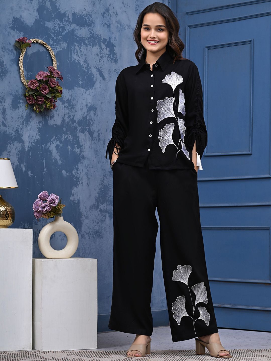 ANEEMA Embroidered Shirt & Trouser Co-Ord Set