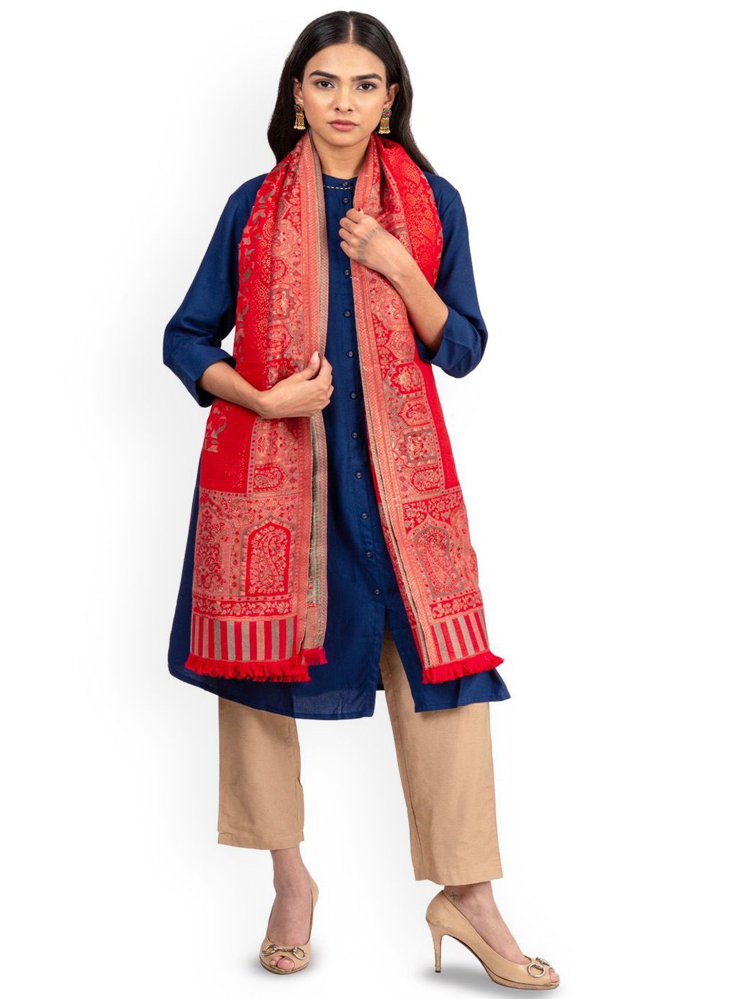 Naureen Ethnic Motifs Woven Design Shawl
