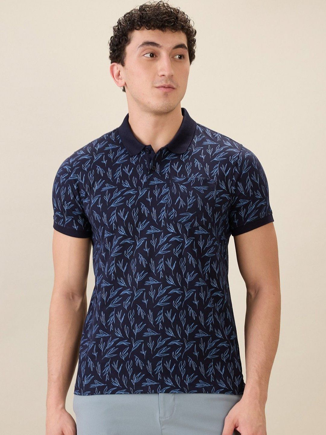 Parx Parx Men Floral Printed Polo Collar T-shirt