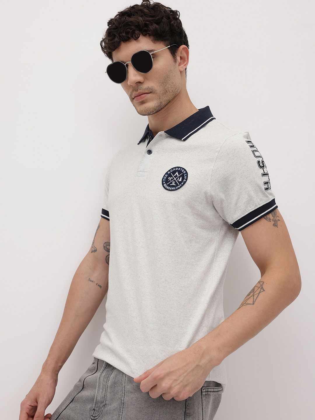 The Roadster Life Co. Applique Detail Polo Collar T-shirt