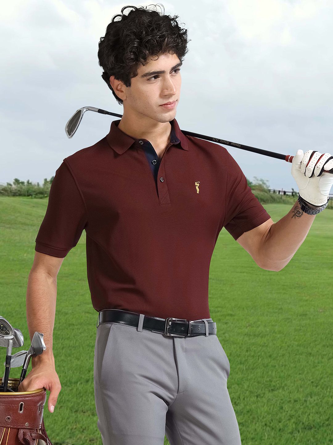STELLERS Men Regular Fit Polo Collar T-shirt