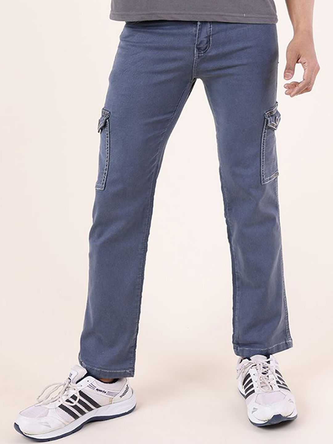 DAZORA Men Straight Fit Mid-Rise Cargo Jeans