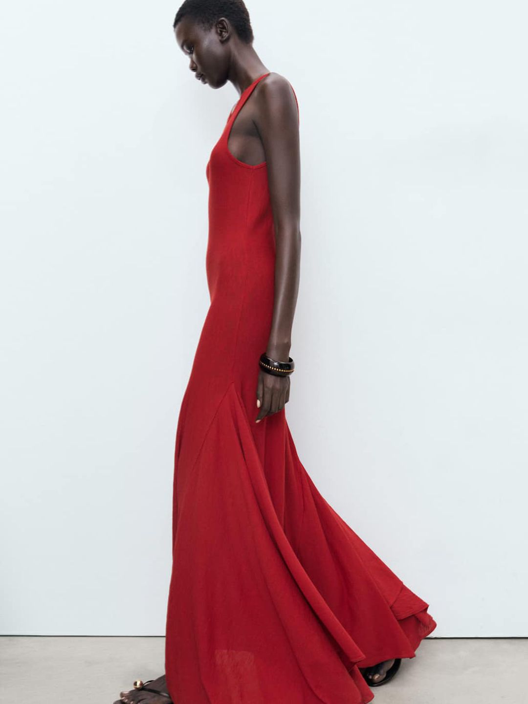 Sleeveless Knitted Asymmetric Hem Maxi Dress