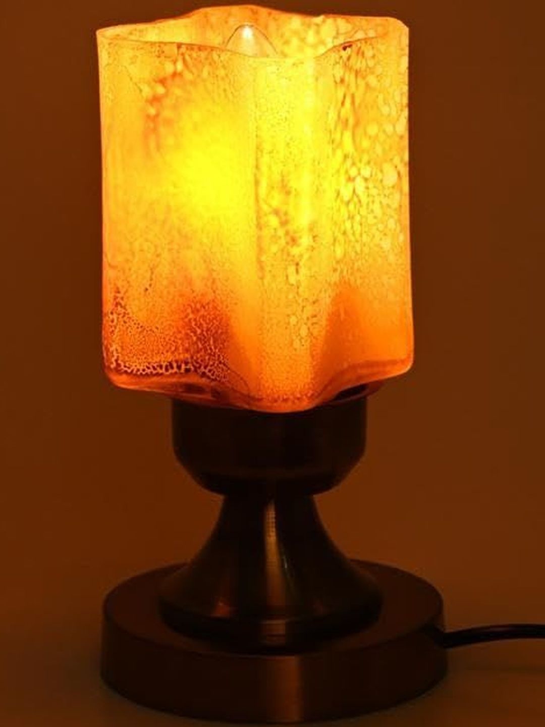 1ST TIME Warm Yellow Glass Cylinder Shaped Energy Efficient Table Lamp