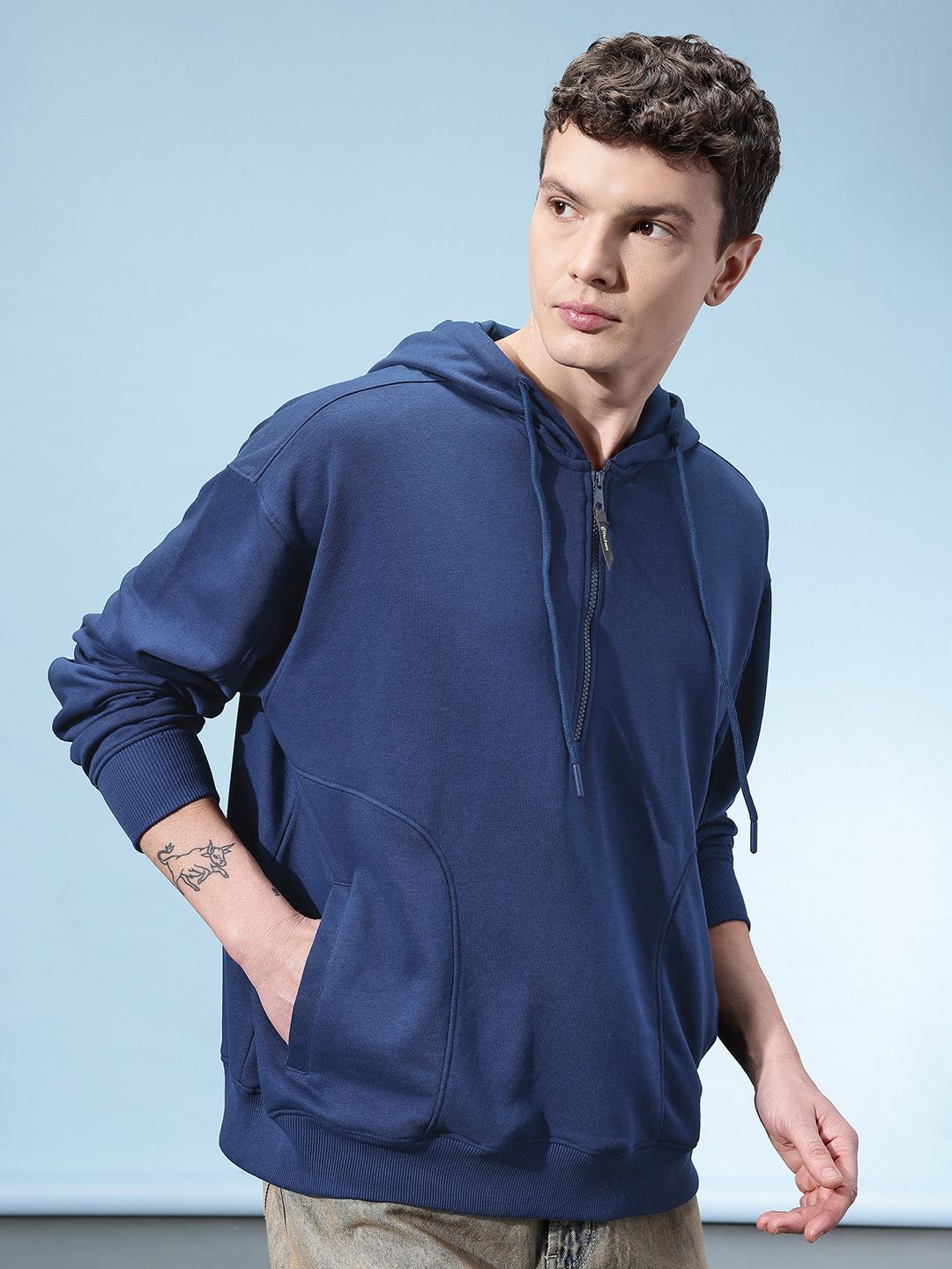 glitchez Hooded Paneled Oversized Sweatshirt