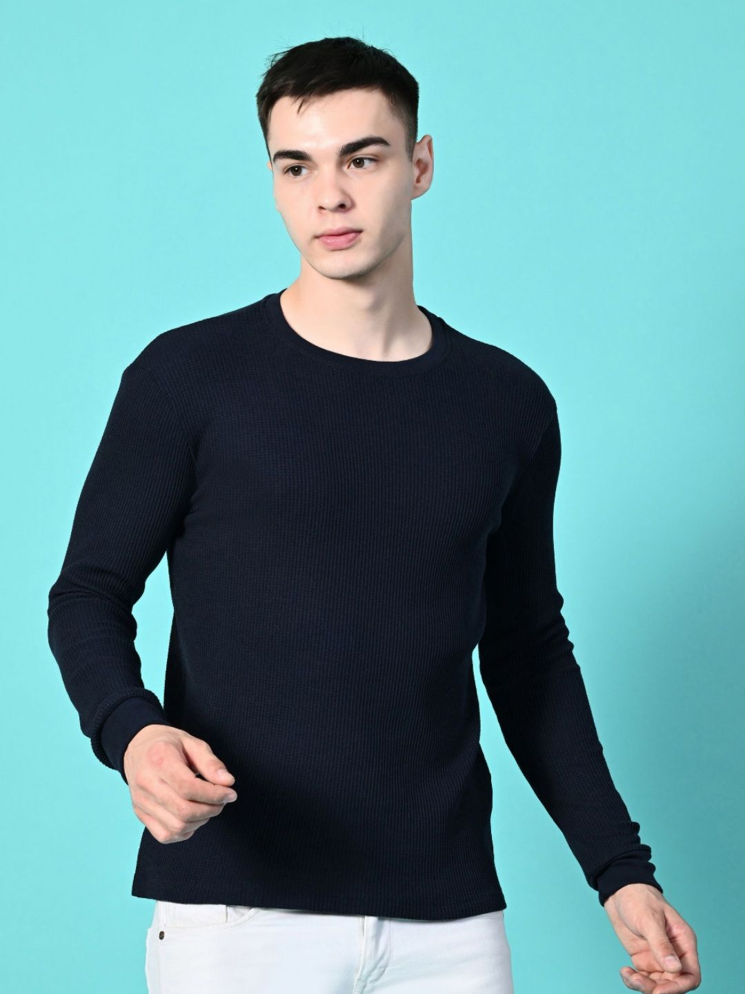 Mast & Harbour Men Solid Round Neck Cotton T-shirt