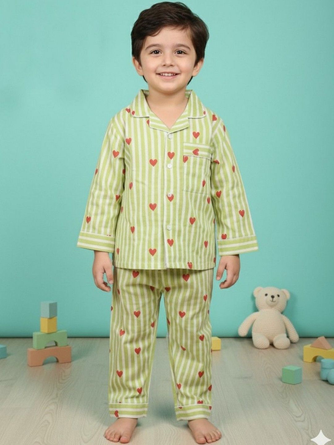 HERE&NOW Kids-Unisex Pure Cotton Printed Night suits