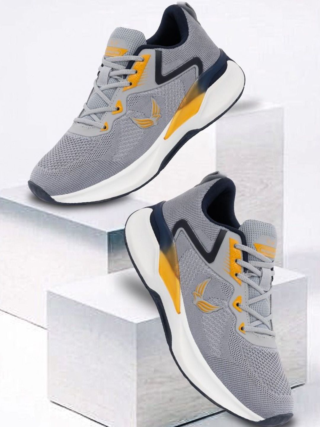 BERSACHE Men Grey Mesh Running Shoes
