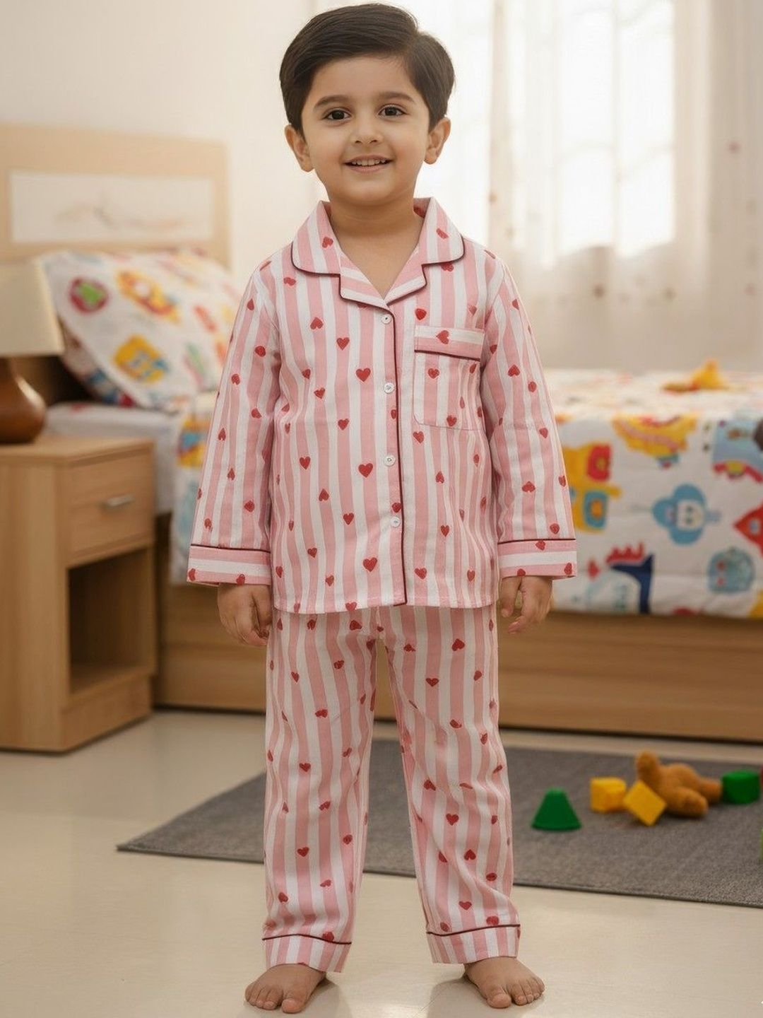 HERE&NOW Kids Cotton Blend Printed Night suit