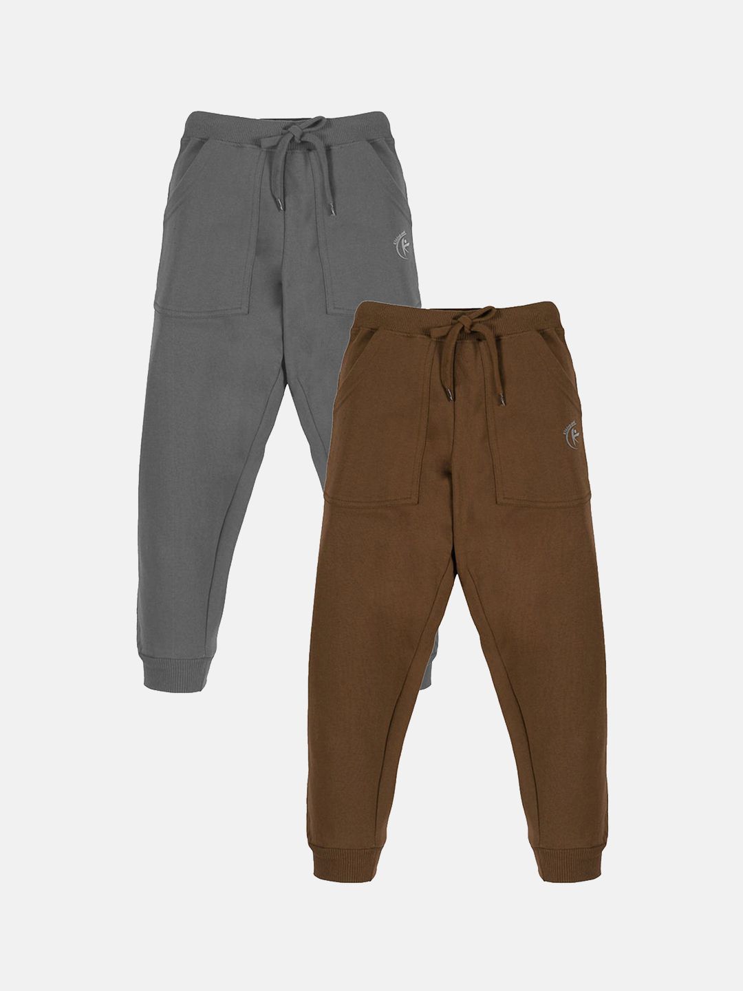KiddoPanti Boys Pack Of 2 Brand Logo Printed Relaxed-Fit Mid-Rise Joggers