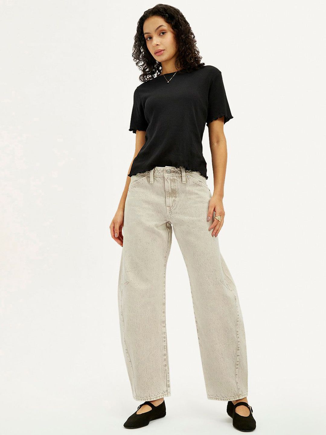 Blue Barrel Loose Fit Mid Rise Jeans