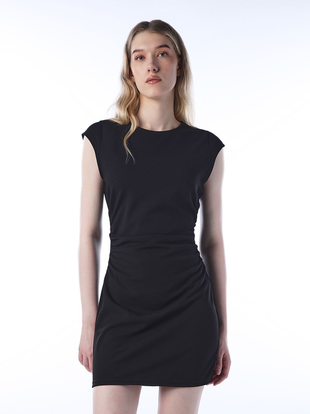 Solid Extended Sleeve Bodycon Mini Dress