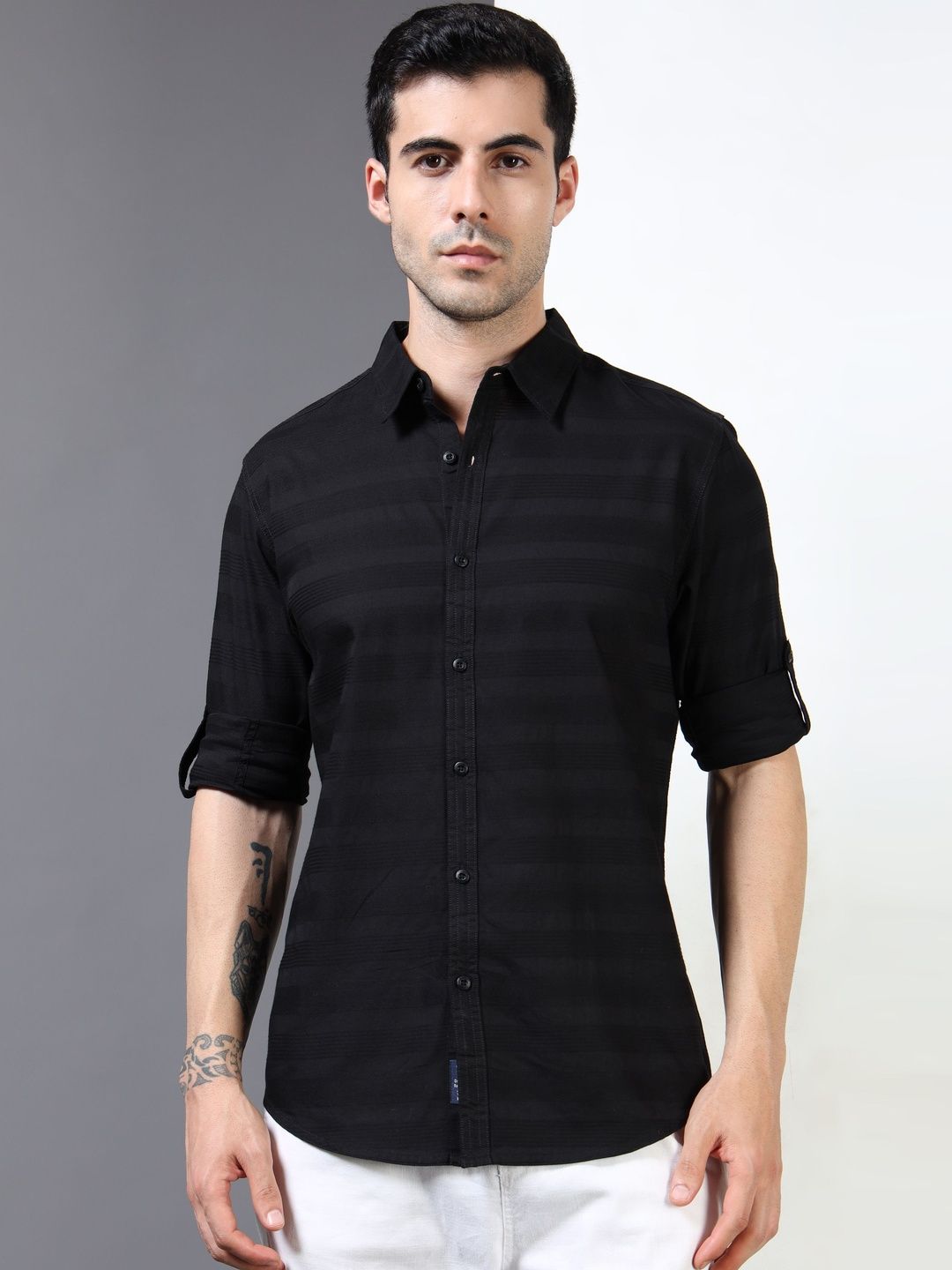 Roadster Men Horizontal Stripes Striped Casual Shirt