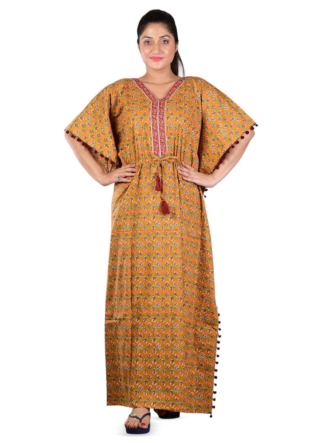 BELLAMY Women Printed Maxi Kaftan Nightdress