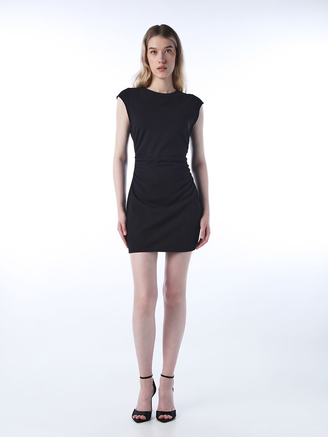 Solid Extended Sleeve Bodycon Mini Dress