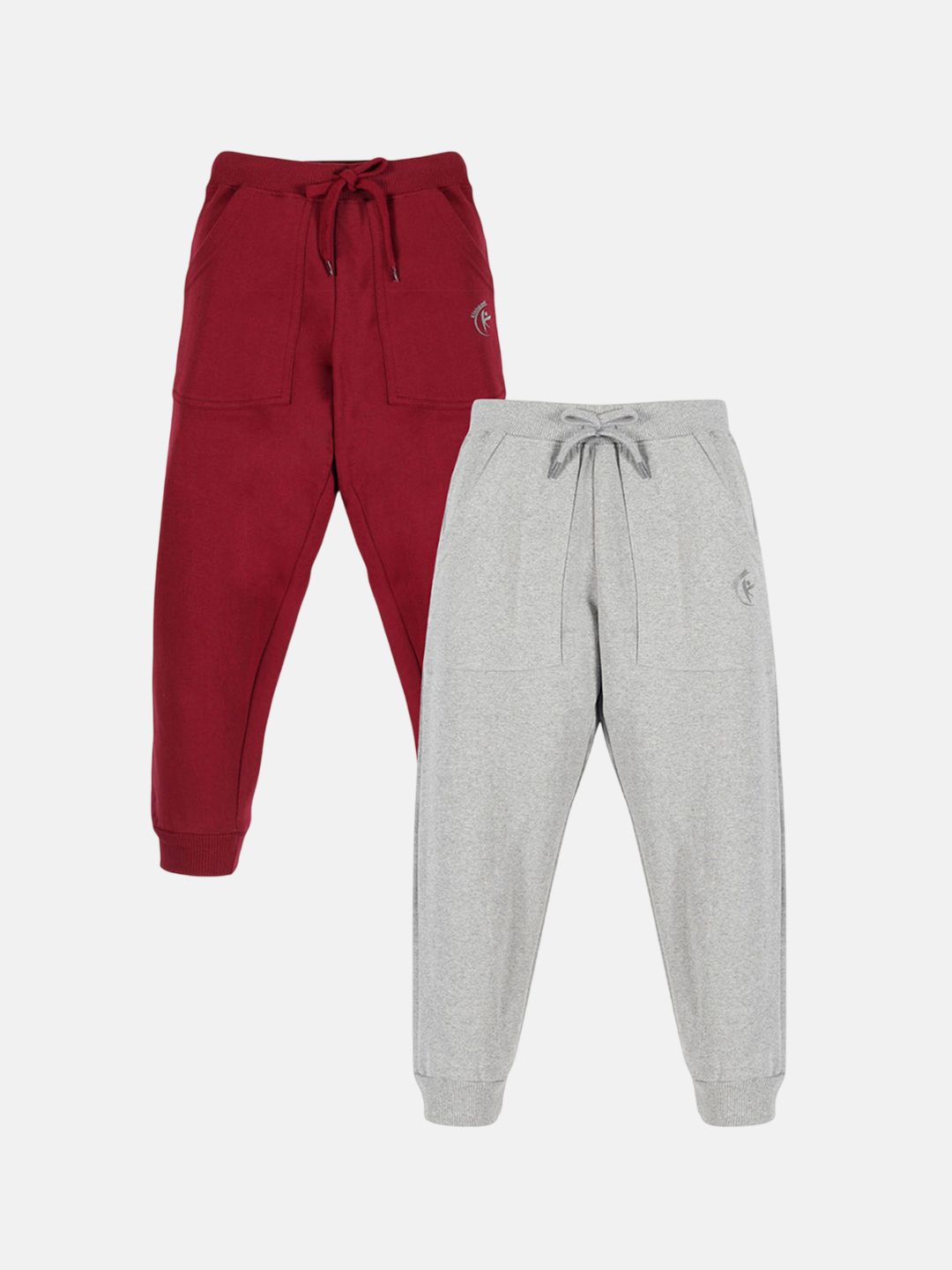 KiddoPanti Boys Pack Of 2 Brand Logo Printed Relaxed-Fit Mid-Rise Joggers