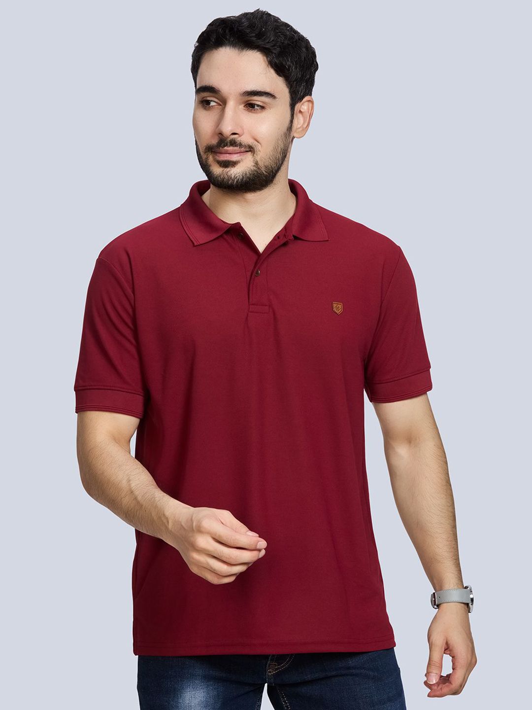 BE POSITIVE Brand Logo Printed All Seasons Polo Collar Cotton T-shirt