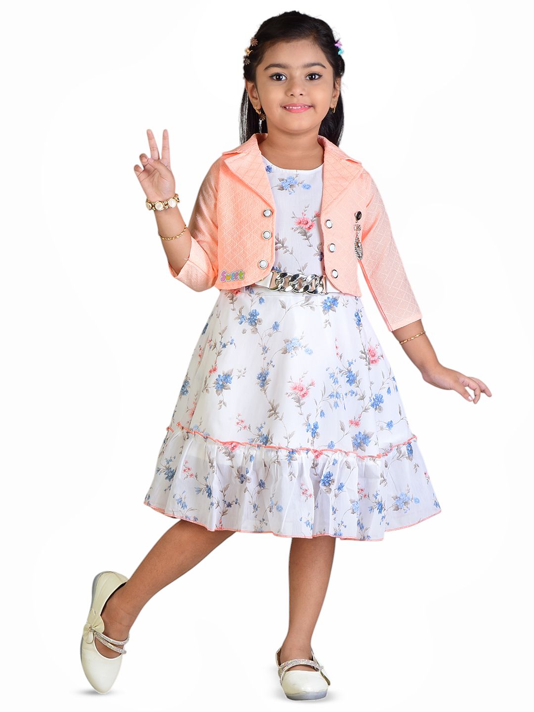WORTON FASHION Girls Peach Dresses
