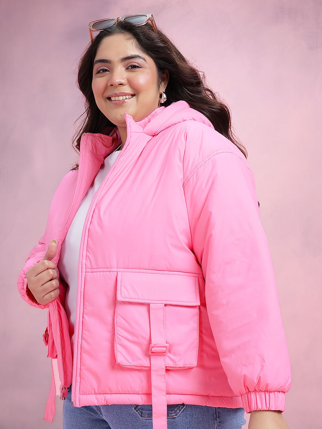 DressBerry Curve Plus Size Hooded Padded Jacket