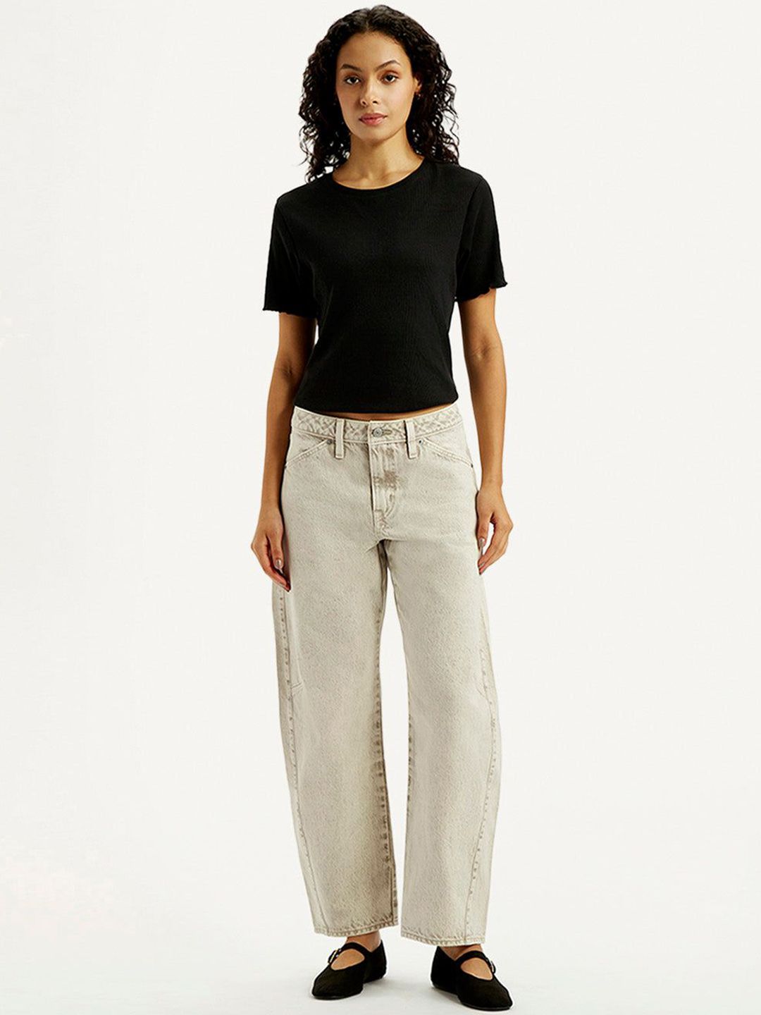 Blue Barrel Loose Fit Mid Rise Jeans