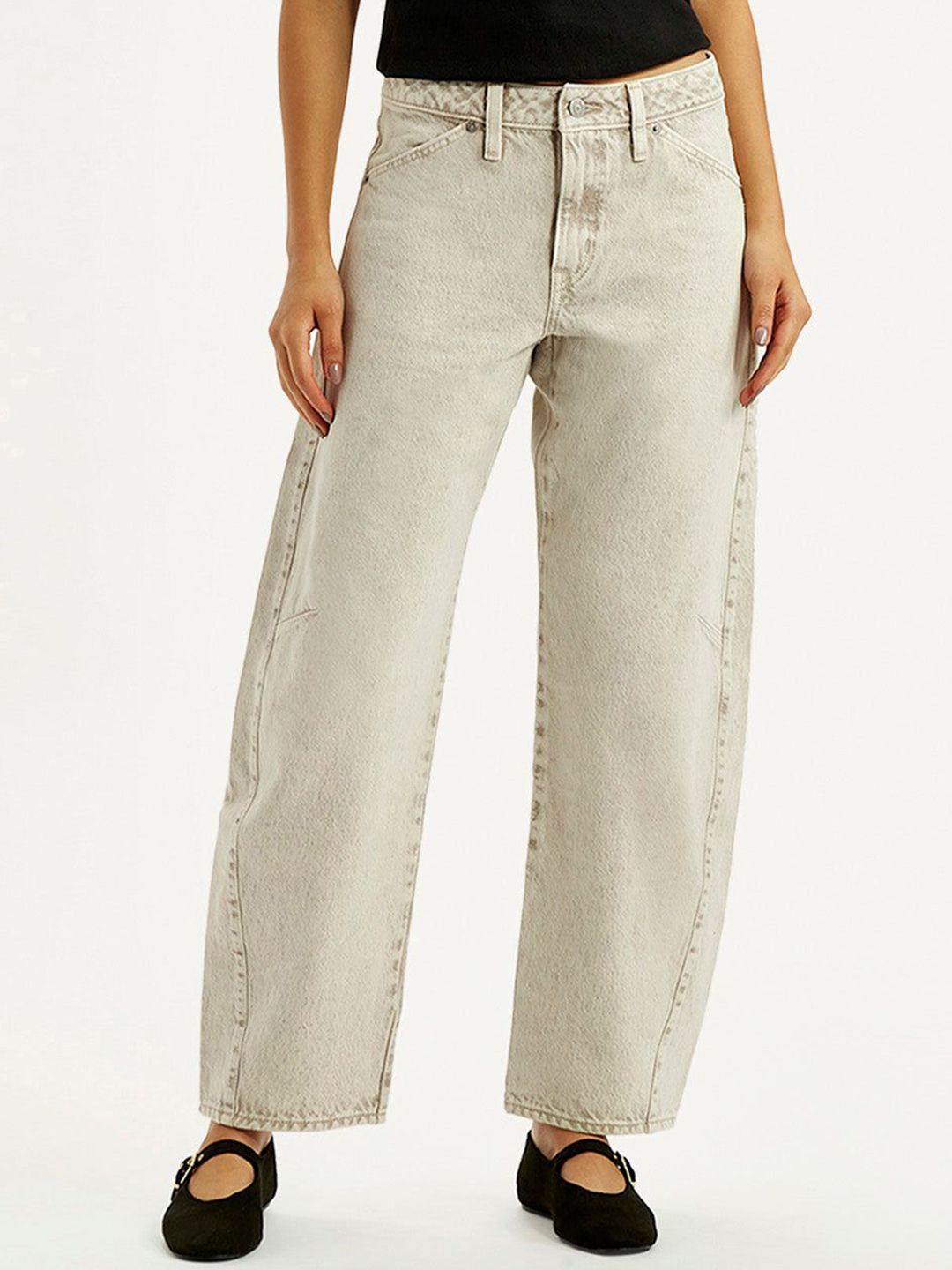 Blue Barrel Loose Fit Mid Rise Jeans