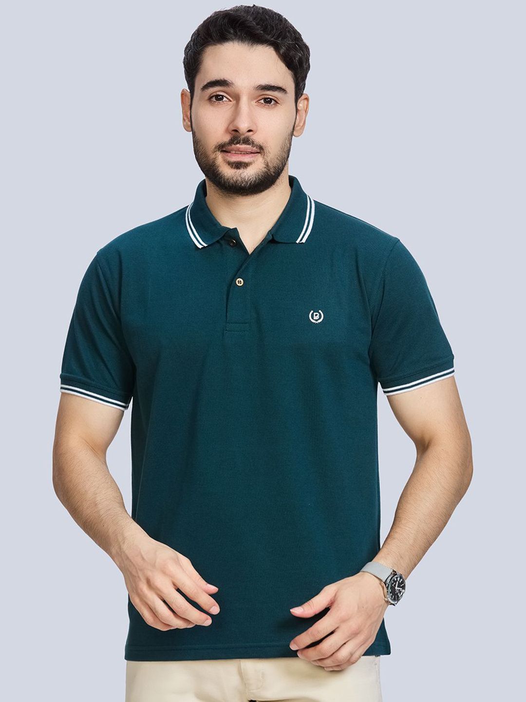 BE POSITIVE Men Solid Polo Collar T-shirt