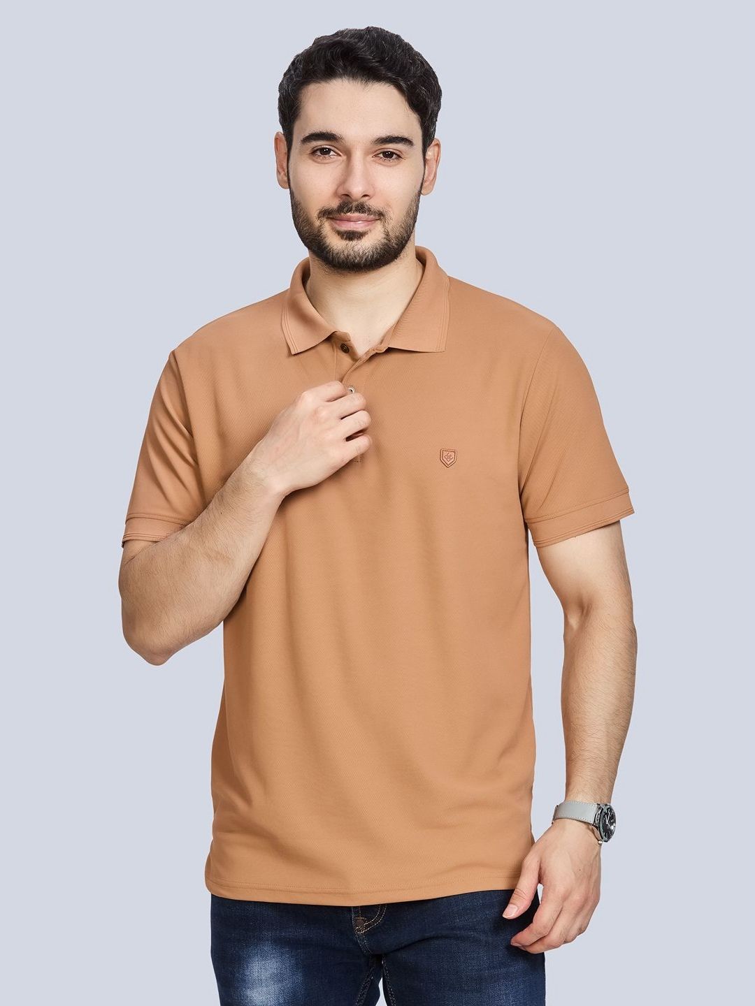BE POSITIVE Brand Logo Printed All Seasons Polo Collar Cotton T-shirt