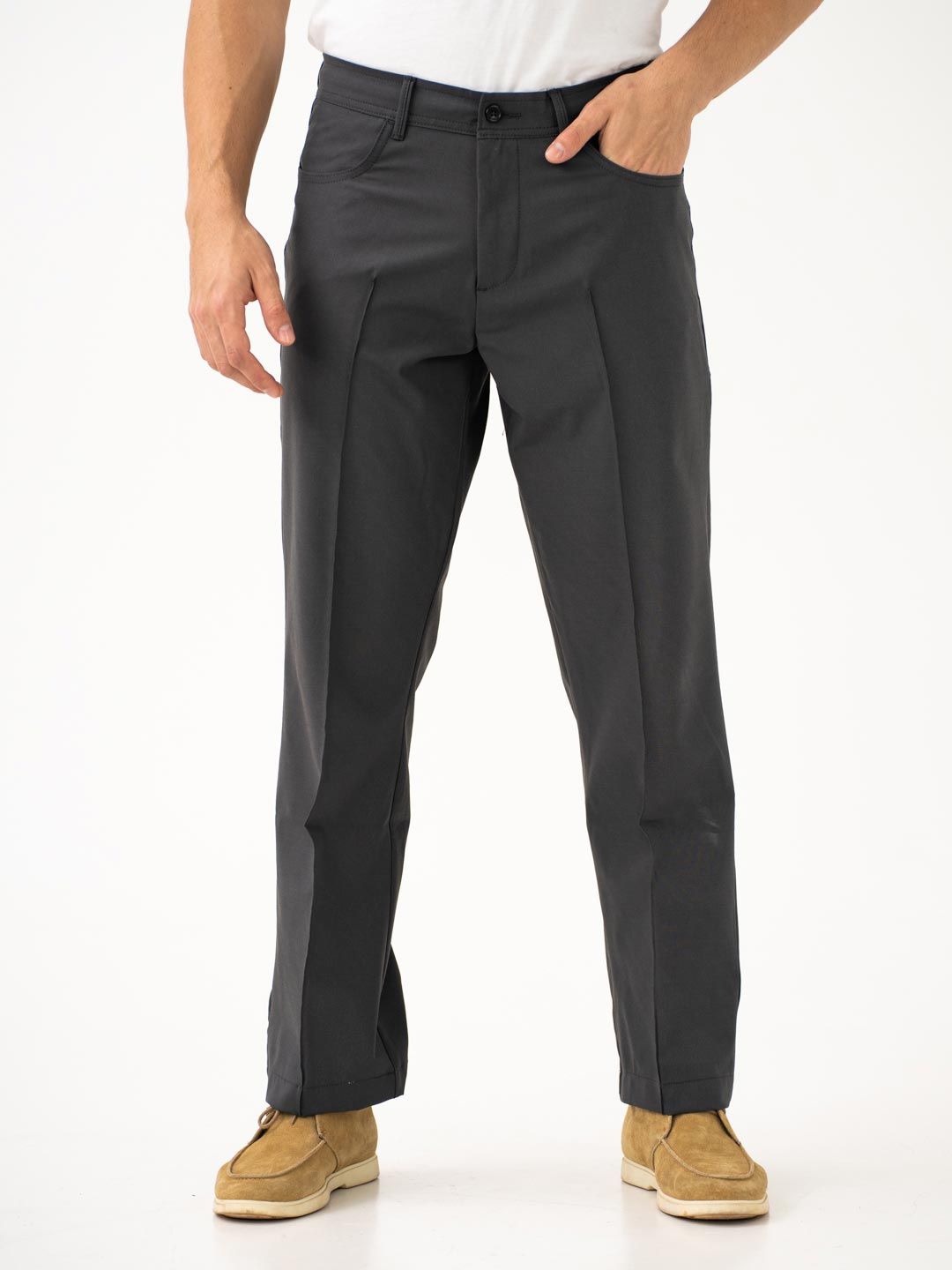 Buy The Pant Project Men Pewter Grey Korean Relaxed-Fit Pintuck