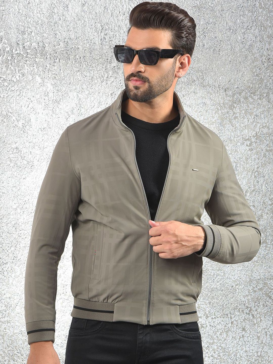 Crimsoune Club Checked Mock Collar Lightweight Puffer Jacket
