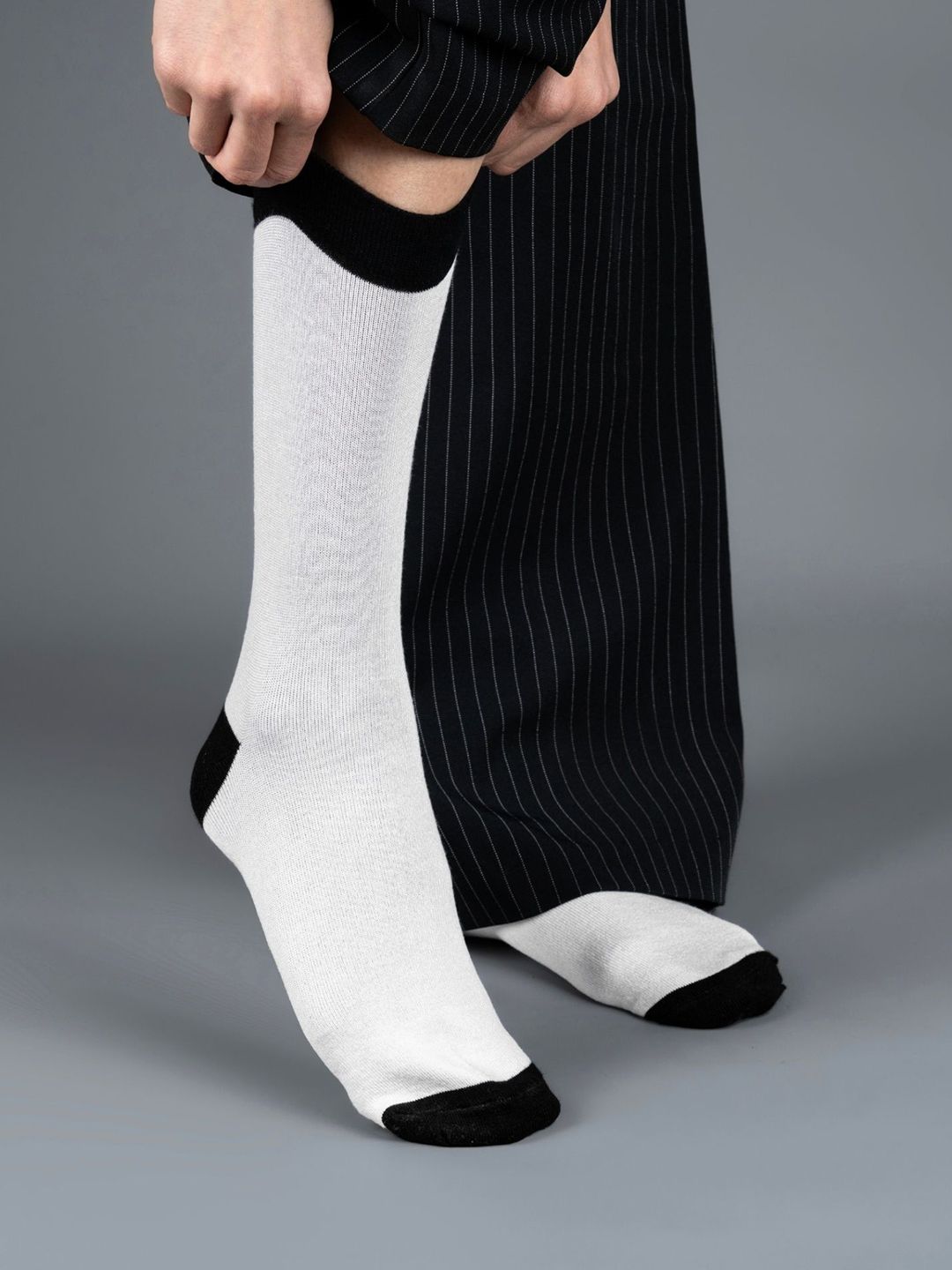 Sockscarving Men Colourblocked Bamboo Calf-Length Socks