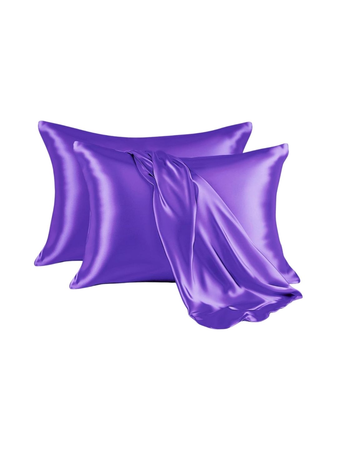 POORAK POORAK Purple 2 Pieces Satin Rectangle Pillow Covers