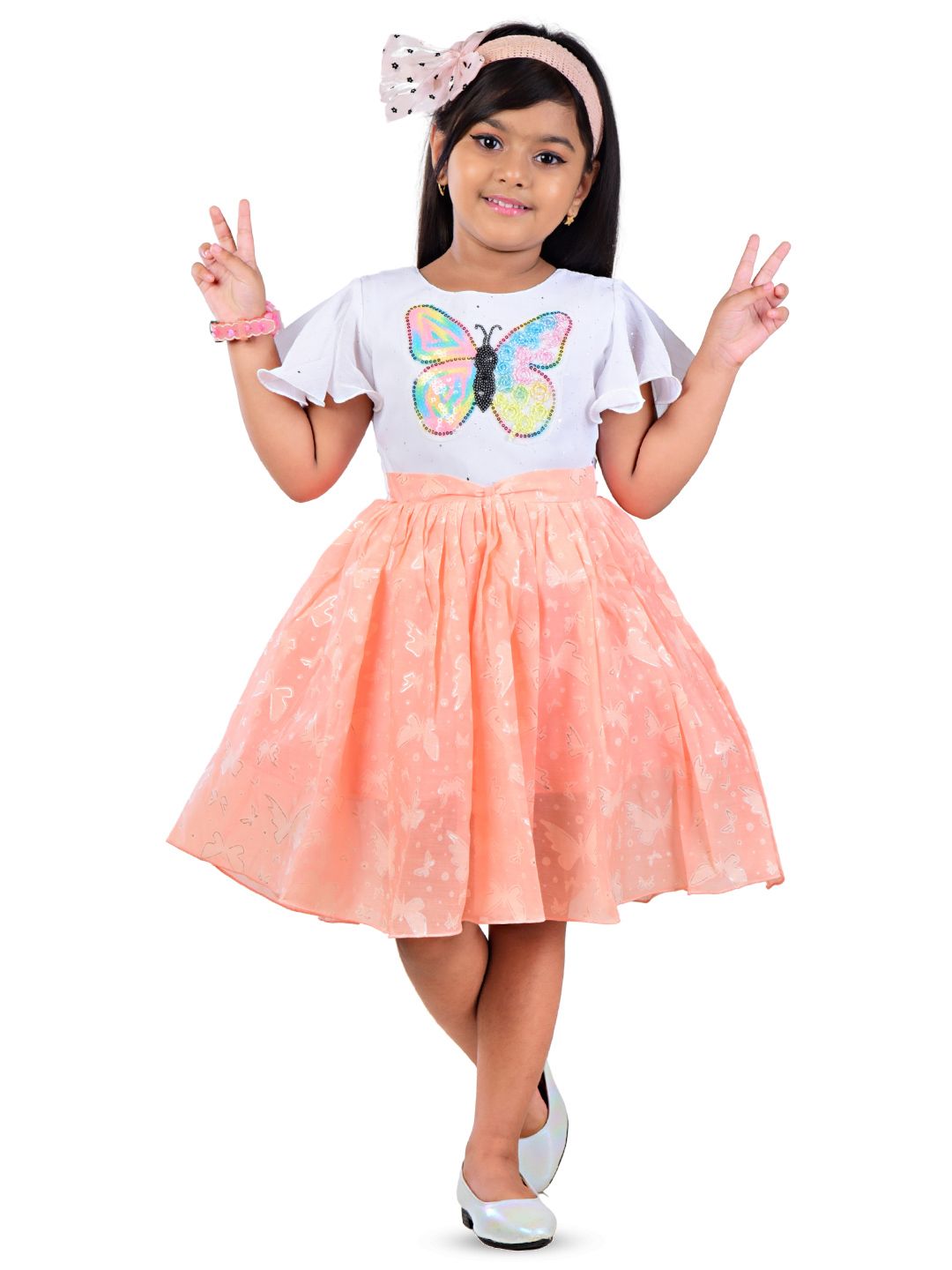 WORTON FASHION Girls Peach Dresses