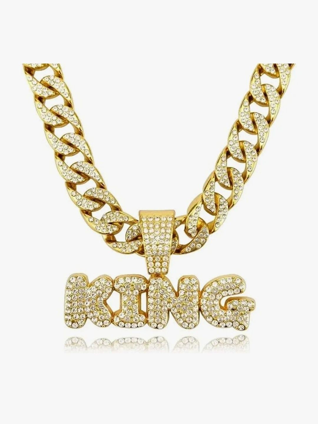 V FASHION JEWELLERY Men Stainless Steel Gold-Plated CZ Studded Statement Necklace & Chains