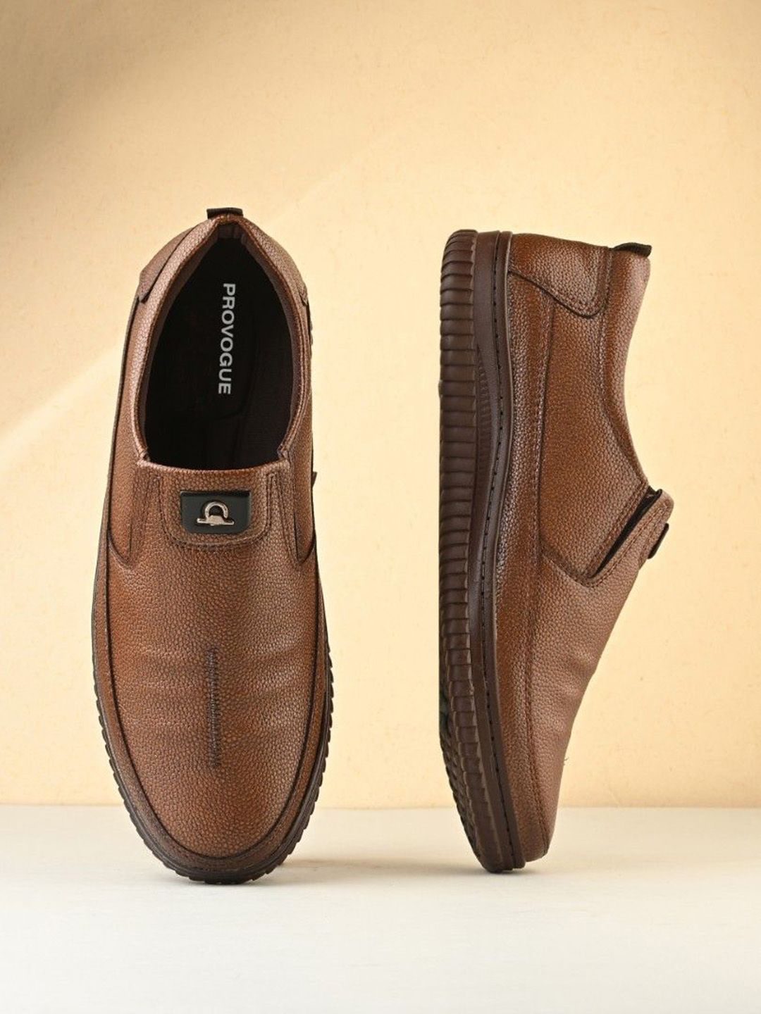 Provogue Men Textured Round Toe Slip-On Sneakers Shoes