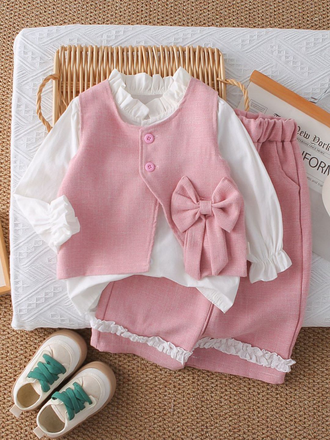 StyleCast x Revolte Girls Long Sleeves Top With Trousers & Waistcoat