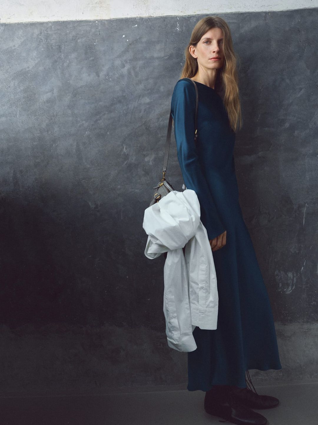 Satin Maxi Dress with Back Slit
