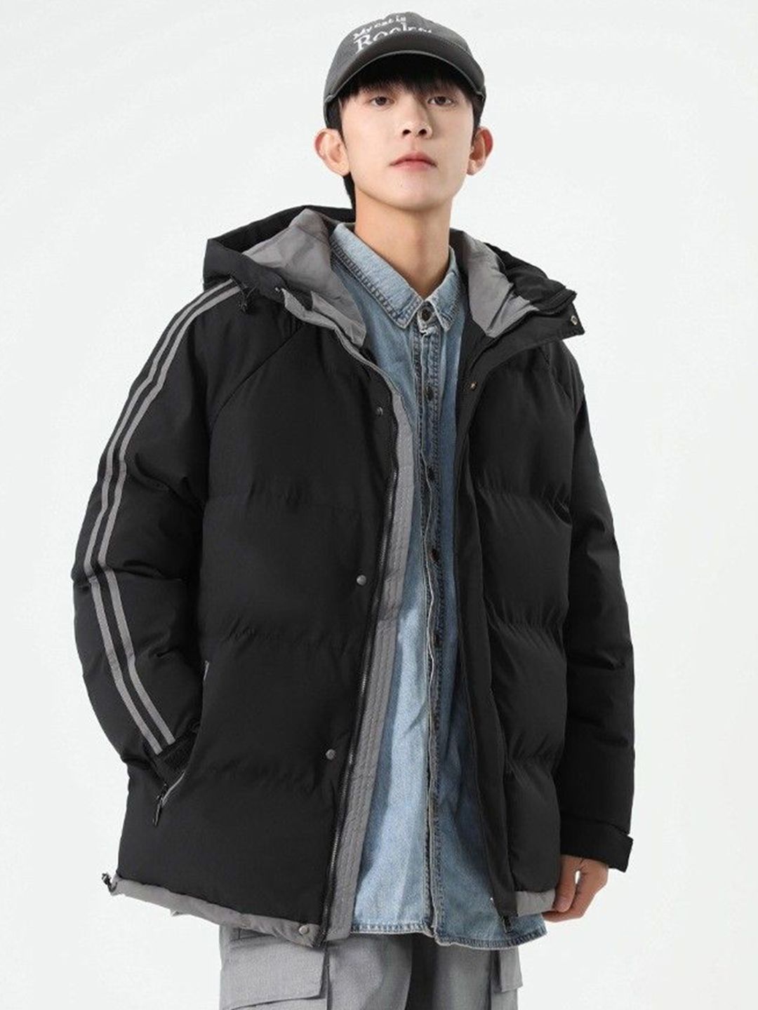 Mast & Harbour Men Hooded Solid Padded Jacket