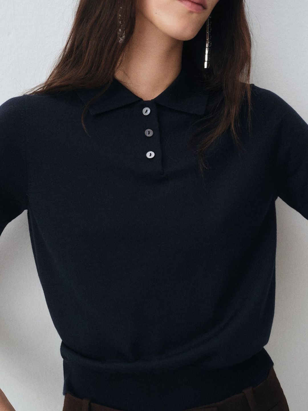 Pure Wool Polo Collar T-shirt