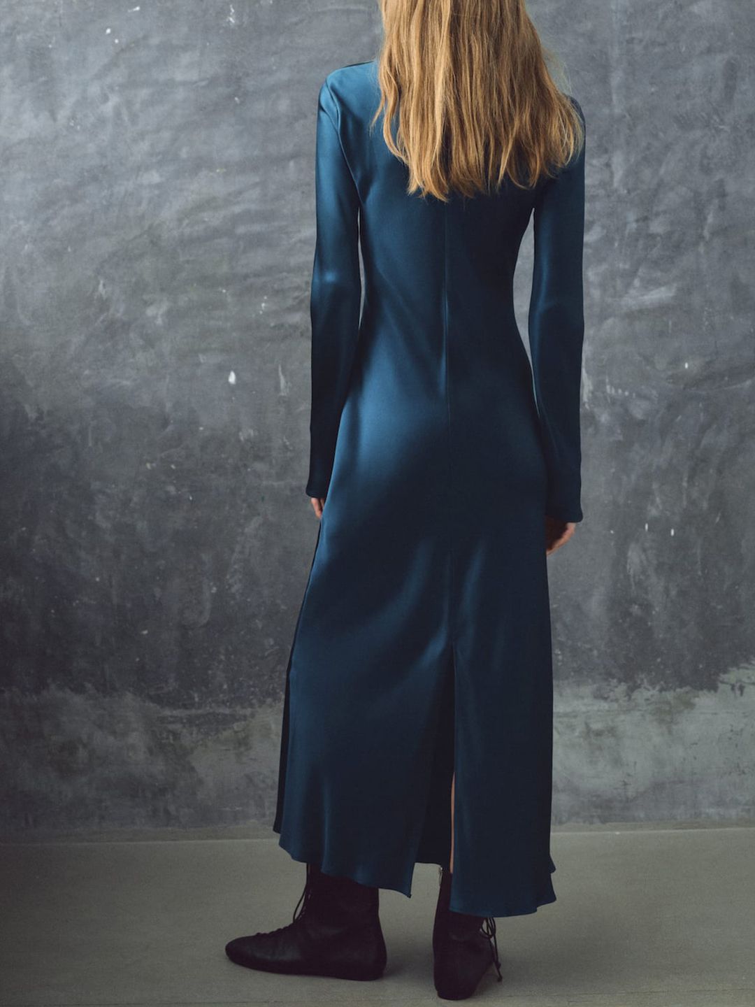 Satin Maxi Dress with Back Slit