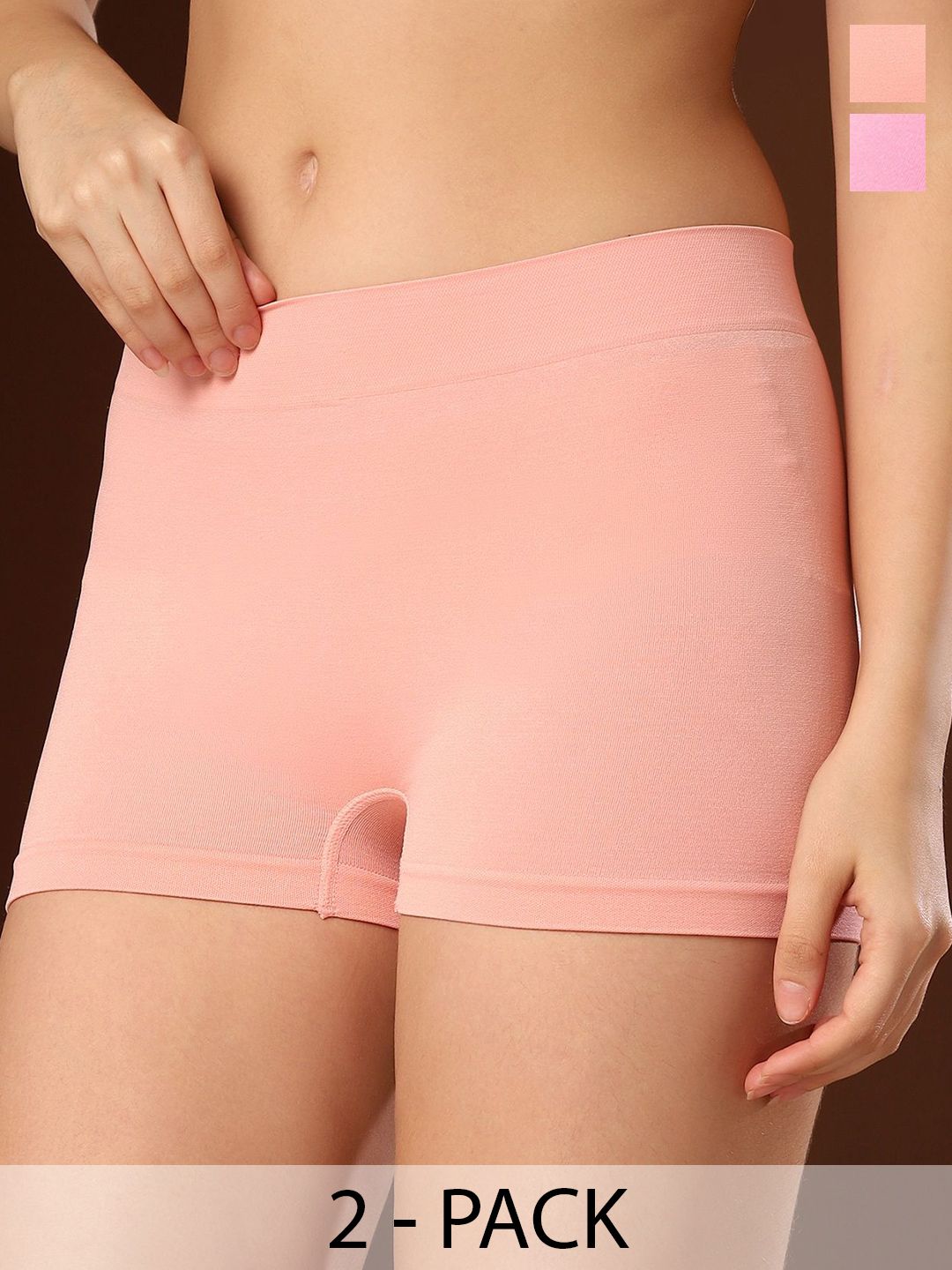 PAAVKI Women Pack of 2 Mid-Rise Anti Microbial Boyshorts Briefs