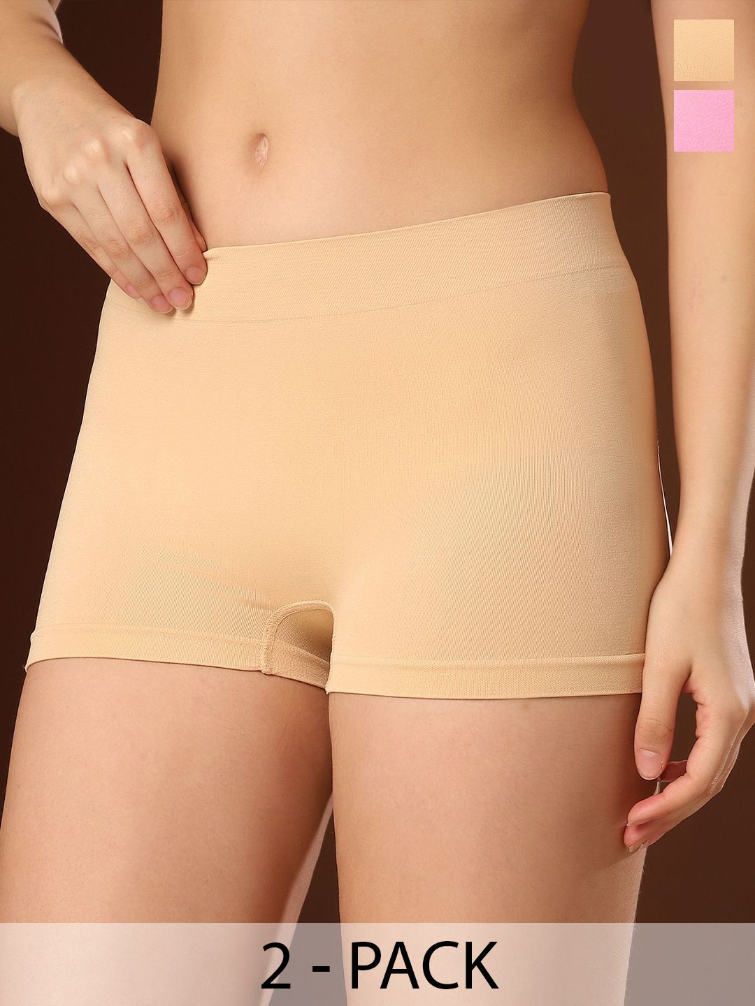 PAAVKI Women Pack of 2 Mid-Rise Boy Shorts Brief